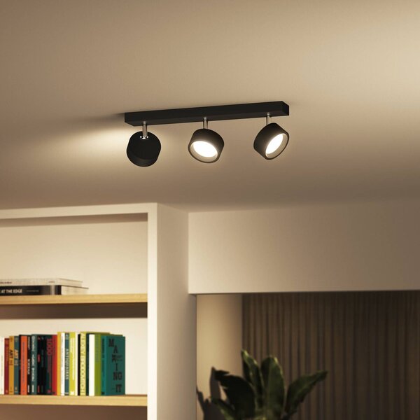 Philips Bracia reflektor sufitowy LED 3-punktowy, czarny, czarny, salon / jadalnia, aluminium, nowoczesny