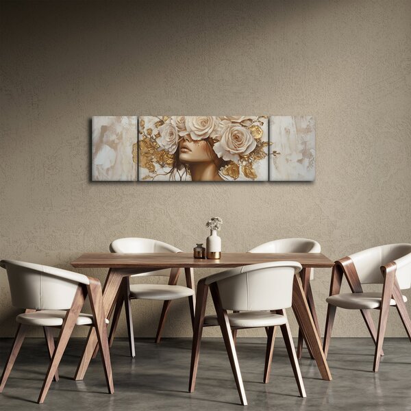 Obraz - Dziewczyna z różami (170x50 cm)