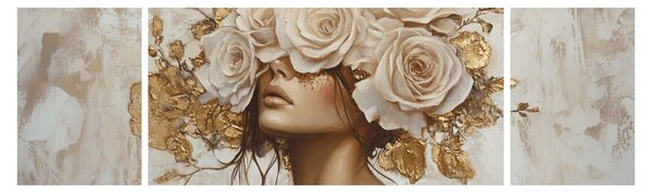 Obraz - Dziewczyna z różami (170x50 cm)
