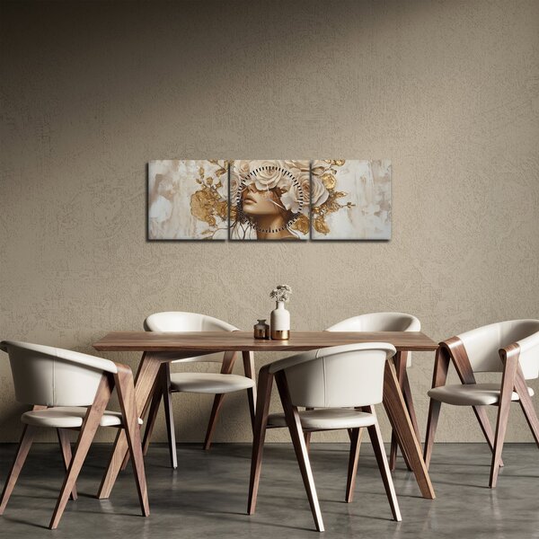Obraz - Dziewczyna z różami (z zegarem) (90x30 cm)