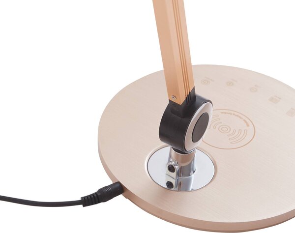 Lampa biurkowa LED Nyxaris Lindby, możliwość ściemniania, mosiężny / złoty, biuro, tworzywo sztuczne, nowoczesny
