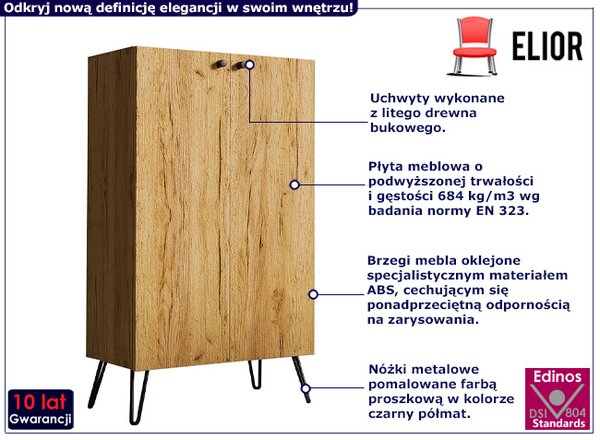 Wysoka komoda z półkami w stylu loft dąb craft D5-M60