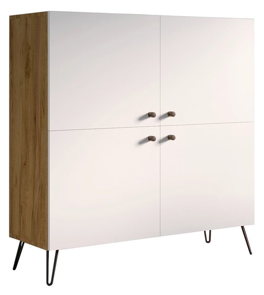 Industrialna komoda z metalowymi nogami dąb craft + biały C4-F50