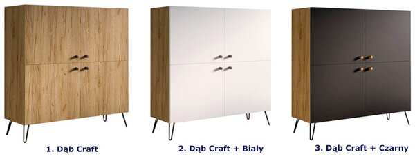 Industrialna komoda z metalowymi nogami dąb craft + biały C4-F50