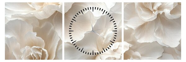 Obraz - Delikatne piwonie (z zegarem) (90x30 cm)