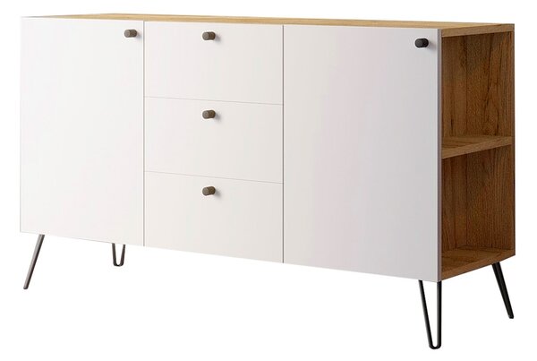 Lewostronna komoda w stylu industrialnym dąb craft + biały P9-L28