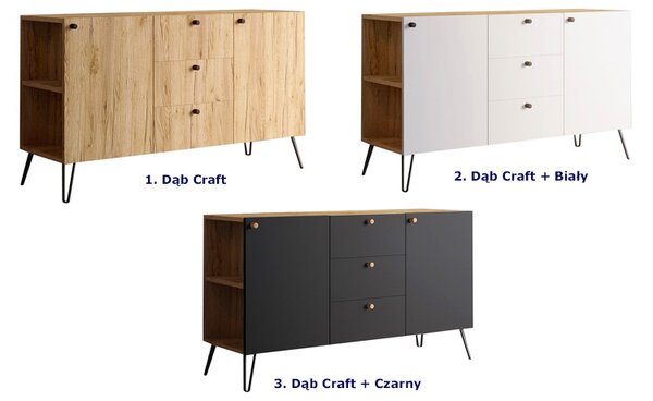 Lewostronna komoda w stylu industrialnym dąb craft + biały P9-L28