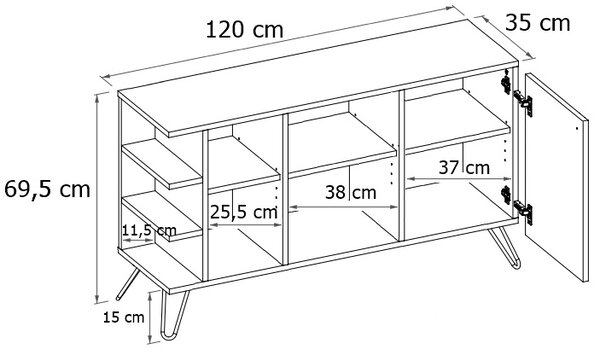 Lewostronna komoda z drzwiczkami dąb craft + biały G4-P76