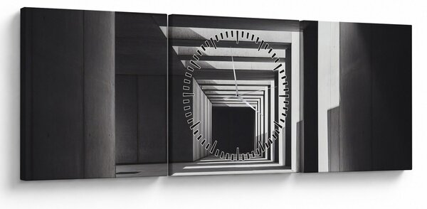 Obraz - Kwadratowy tunel (z zegarem) (90x30 cm)
