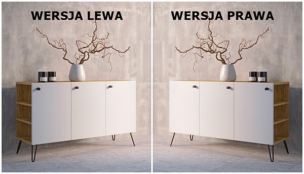 Lewostronna komoda z drzwiczkami dąb craft + biały G4-P76