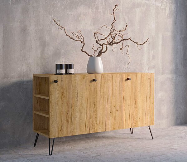 Nowoczesna komoda lewostronna w stylu loft dąb craft P5-C32