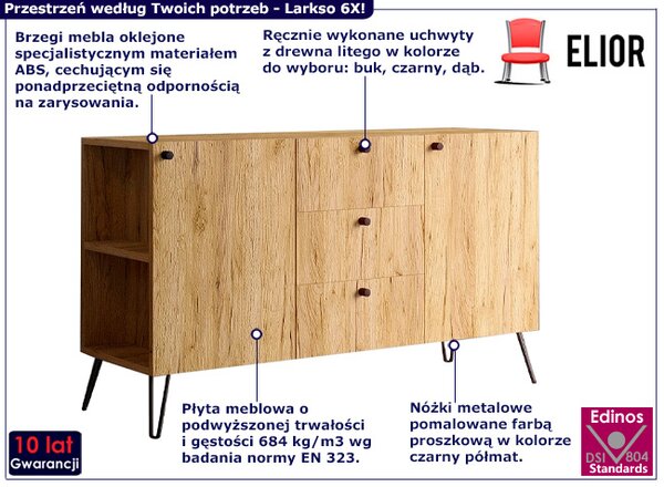 Lewostronna komoda z szufladami dąb craft N9-B05