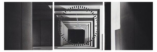 Obraz - Kwadratowy tunel (z zegarem) (90x30 cm)