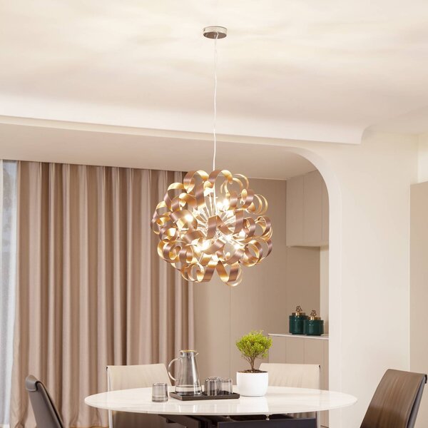 Lampa wisząca Kaelor Lucande, możliwość ściemniania, miedziany, salon / jadalnia, aluminium, design