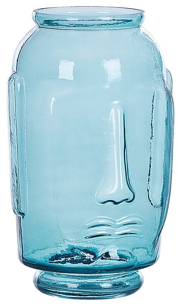 Wazon dekoracyjny ze szkła barwionego motyw twarzy niebieski Sambar Beliani