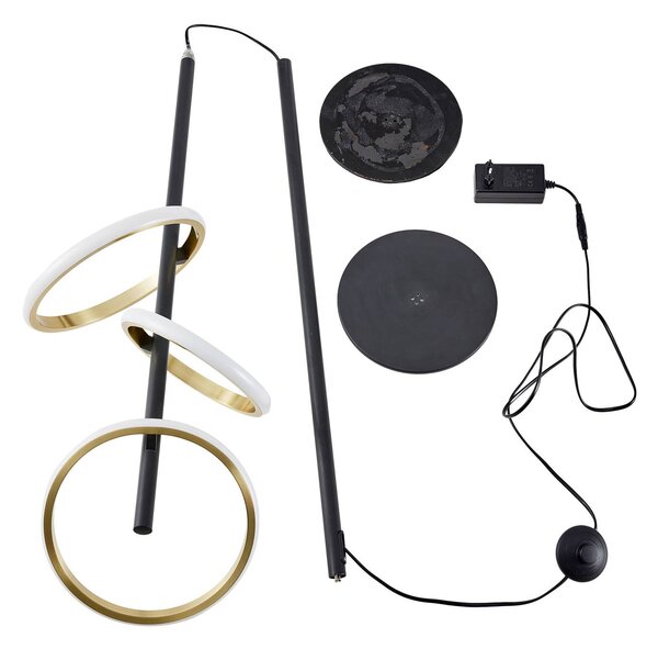 Lampa stojąca LED Madu Lucande, możliwość ściemniania, czarny, salon / jadalnia, metal, nowoczesny