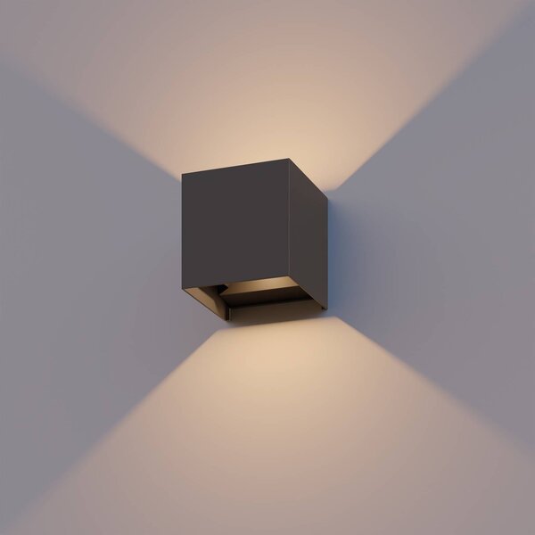 Calex Kinkiet zewnętrzny LED Cube, aluminiowy / szary / cynkowy, aluminium, nowoczesny