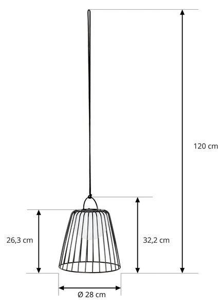 Lindby – akumulatorowa lampa wisząca zewnętrzna LED Levino, czarna, metalowa Levino Lindby, możliwość ściemniania, czarny, metal, nowoczesny