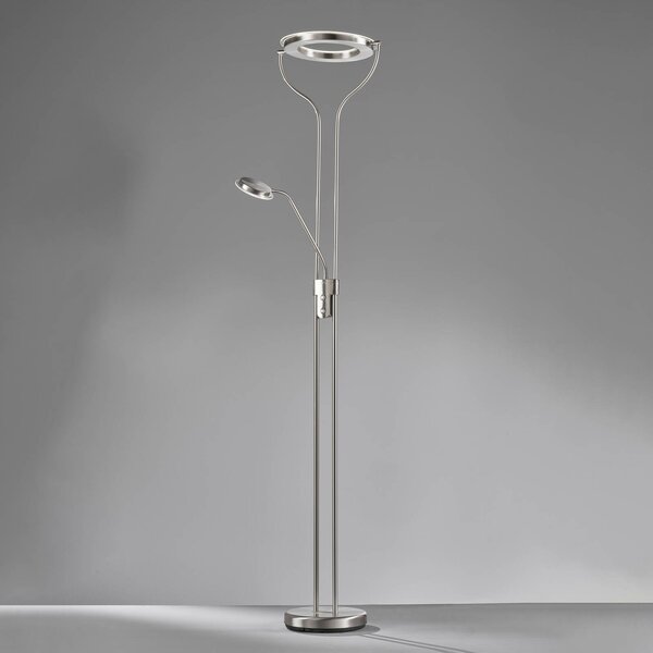 FISCHER & HONSEL Lampa stojąca LED Davos, możliwość ściemniania, aluminiowy / szary / cynkowy, salon / jadalnia, metal