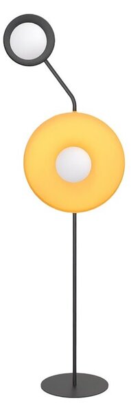 Lampa stojąca podłogowa nowoczesna czarno-pomarańczowa okrągłe talerze 2xG9 8W KISS Emibig