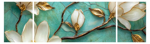 Obraz - 3D magnolie (170x50 cm)