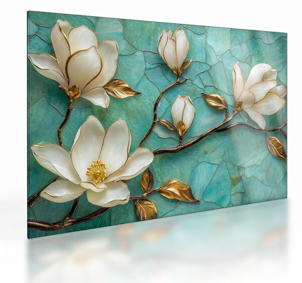 Obraz na szkle - 3D magnolie (70x50 cm)