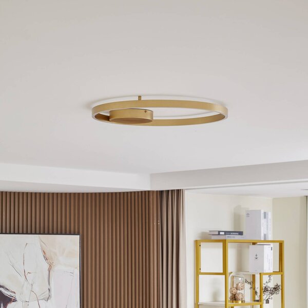 Inteligentna lampa sufitowa Moise Lucande, możliwość ściemniania, mosiężny / złoty, salon / jadalnia, aluminium, nowoczesny