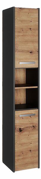 Słupek łazienkowy z półkami - antracyt + dąb artisan P4-G58