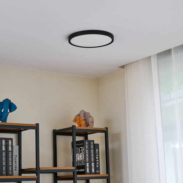 Inteligentna lampa sufitowa Pravin Lindby, możliwość ściemniania, czarny, salon / jadalnia, tworzywo sztuczne, nowoczesny