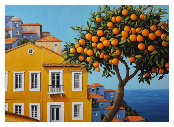 Obraz na szkle - Drzewo pomarańczowe (70x50 cm)