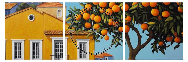 Obraz - Drzewo pomarańczowe (z zegarem) (90x30 cm)