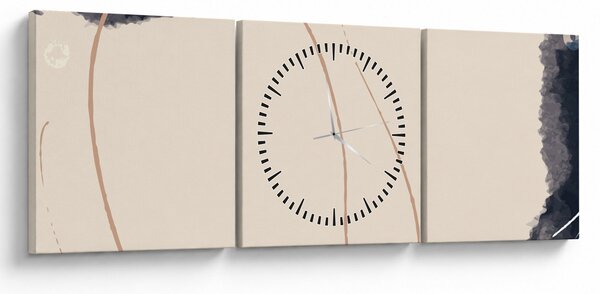 Obraz - Beżowa abstrakcja (z zegarem) (90x30 cm)