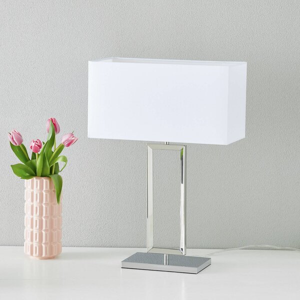 Helestra Lampa stołowa Enna 2, biały / opal, salon / jadalnia, tkanina / materiał / jedwab, nowoczesny