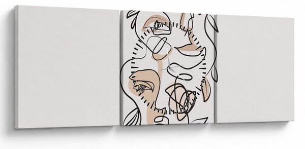 Obraz - Makijaż twarzy ze sztuką linii (z zegarem) (90x30 cm)
