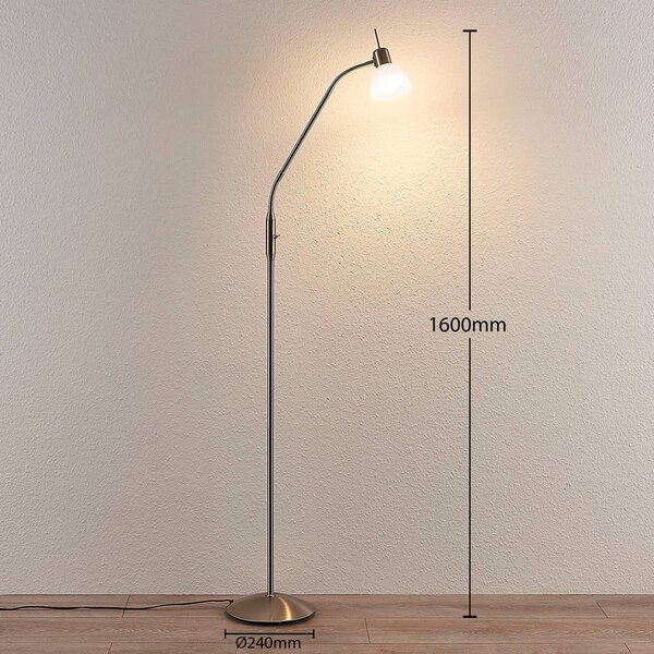 Lampa stojąca Gwendolin Lindby, aluminiowy / szary / cynkowy, salon / jadalnia, metal, nowoczesny