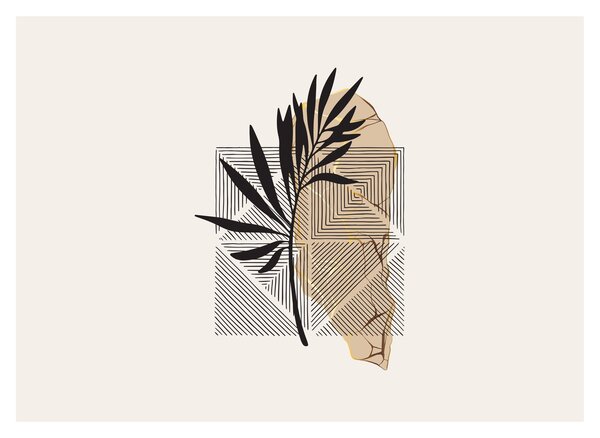 Obraz na szkle - Abstrakcja z tropikalnymi liśćmi N⁰1 (70x50 cm)