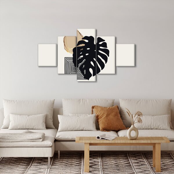 Obraz - Abstrakcja z tropikalnymi liśćmi N⁰2 (125x70 cm)