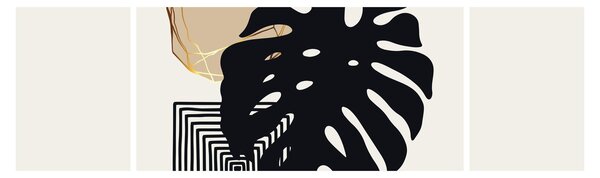 Obraz - Abstrakcja z tropikalnymi liśćmi N⁰2 (170x50 cm)