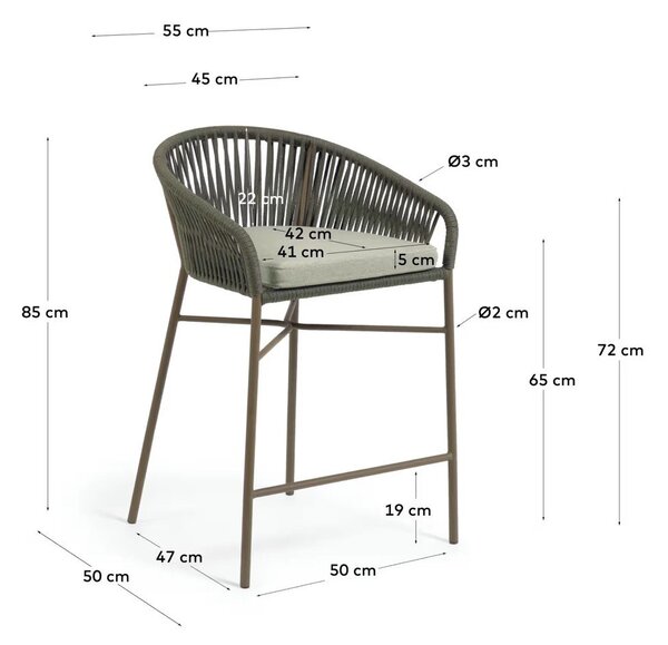 Zielony metalowy/tapicerowany hoker ogrodowy Yanet – Kave Home