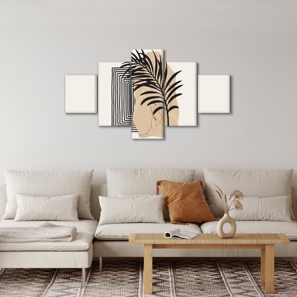 Obraz - Abstrakcja z tropikalnymi liśćmi N⁰3 (125x70 cm)