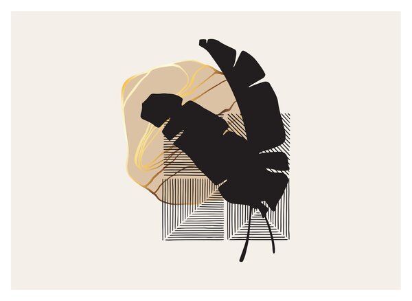 Obraz - Abstrakcja z tropikalnymi liśćmi N⁰4 (70x50 cm)