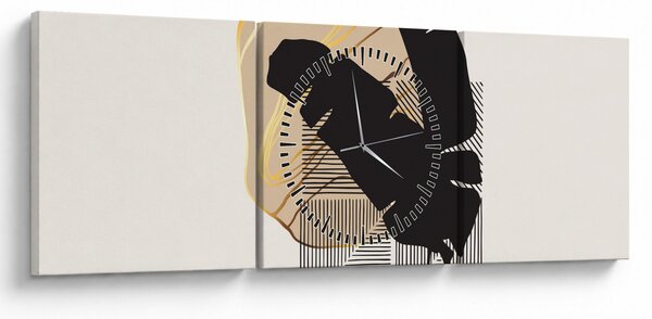 Obraz - Abstrakcja z tropikalnymi liśćmi N⁰4 (z zegarem) (90x30 cm)