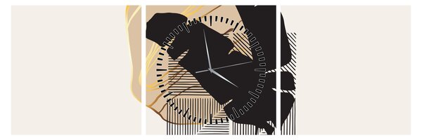 Obraz - Abstrakcja z tropikalnymi liśćmi N⁰4 (z zegarem) (90x30 cm)