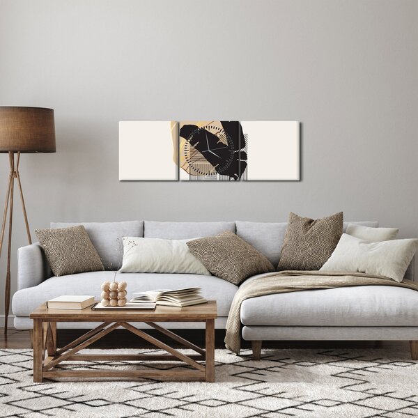 Obraz - Abstrakcja z tropikalnymi liśćmi N⁰4 (z zegarem) (90x30 cm)