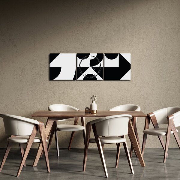 Obraz - Abstrakcja geometryczna N⁰1 (z zegarem) (90x30 cm)