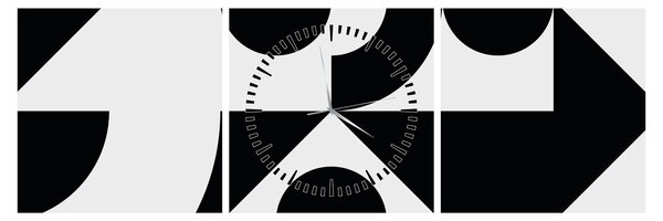 Obraz - Abstrakcja geometryczna N⁰1 (z zegarem) (90x30 cm)