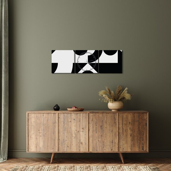 Obraz - Abstrakcja geometryczna N⁰1 (z zegarem) (90x30 cm)
