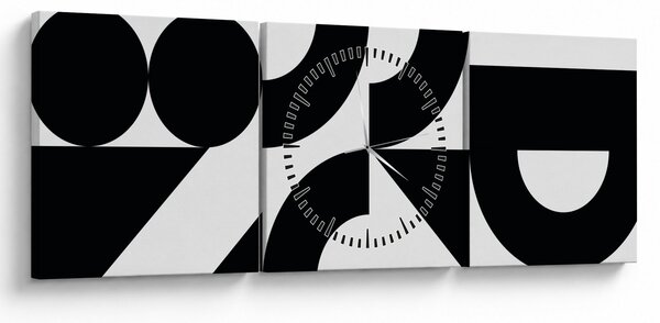 Obraz - Abstrakcja geometryczna N⁰2 (z zegarem) (90x30 cm)