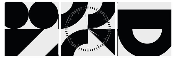Obraz - Abstrakcja geometryczna N⁰2 (z zegarem) (90x30 cm)