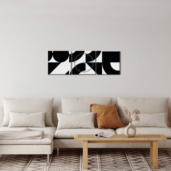 Obraz - Abstrakcja geometryczna N⁰2 (z zegarem) (90x30 cm)
